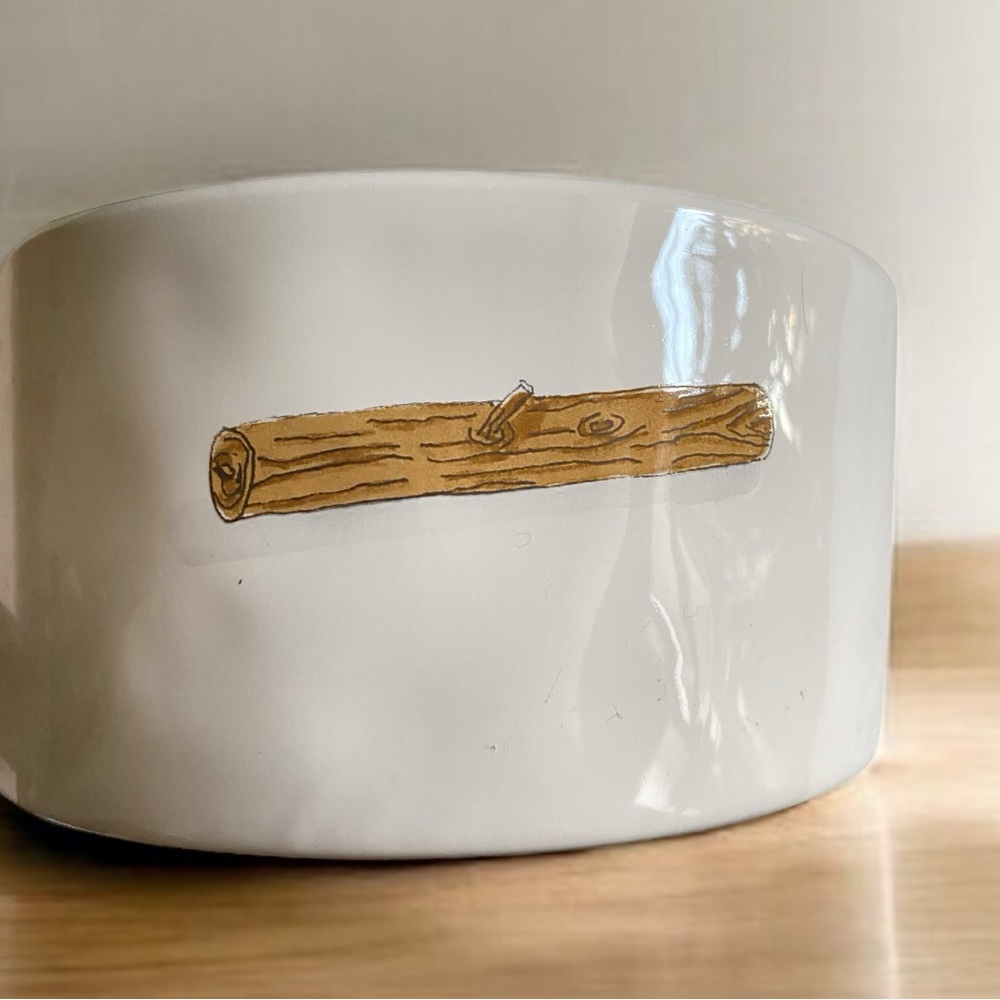 Rae Dunn Artisan Collection White Dog Woof Bowl 8”X 3”